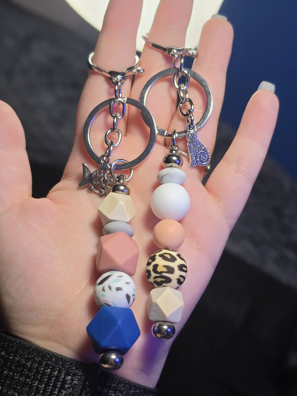 Handmade 90's Themed Beaded Keychain